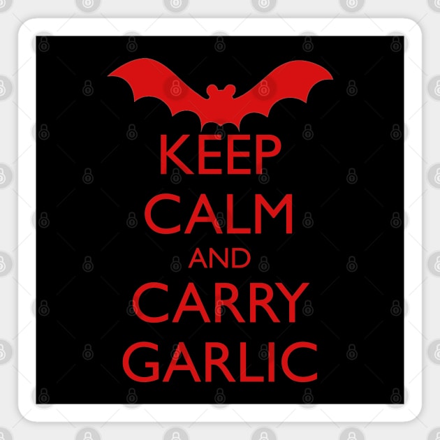 KEEP CALM AND CARRY GARLIC, vampire bat Magnet by HolidayBug